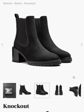 Knockout Women's Black Chelsea Block Heel Boots